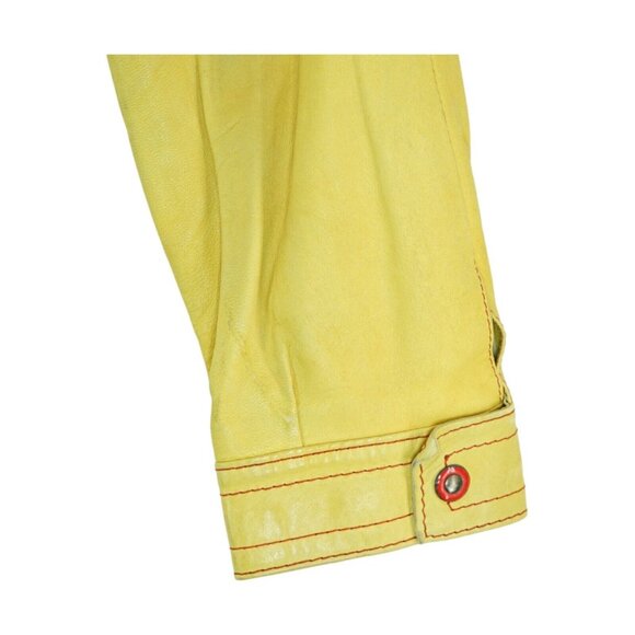 Vintage 70`s MIURA Yellow LEATHER Jacket Size Large Made in England Hard to Find - Picture 12 of 15